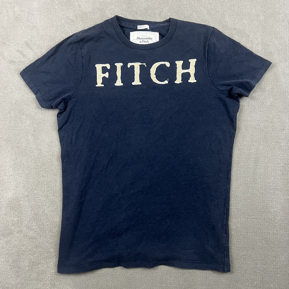 Abercrombie & Fitch T Shirt Women XL Navy Blue Muscle Fit Cotton Logo Applique